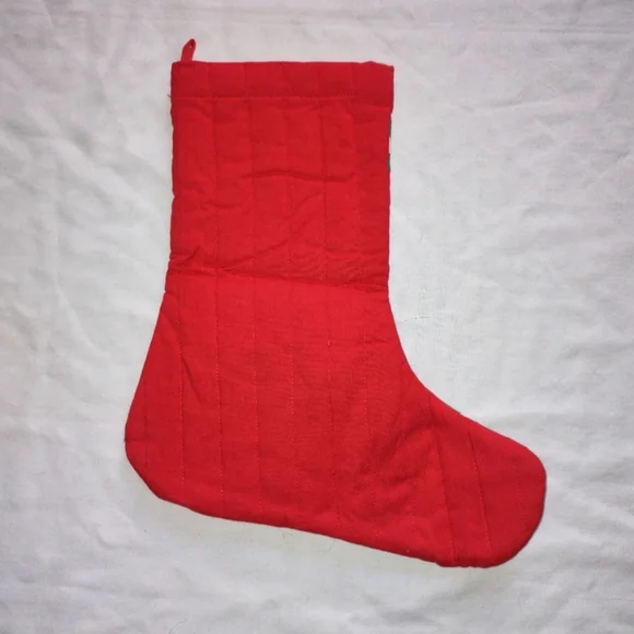 Hand Crafted Red And Green Holiday Stocking Christmas Home Decor Festive Cheer - Picture 3 of 7